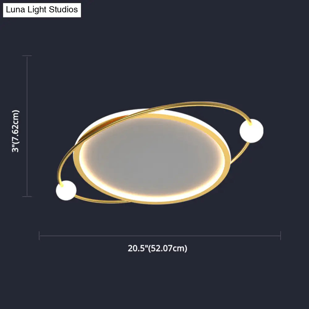 Led Flush Mount Ceiling Light - Contemporary Gold Ring Design Acrylic Close To Fixture