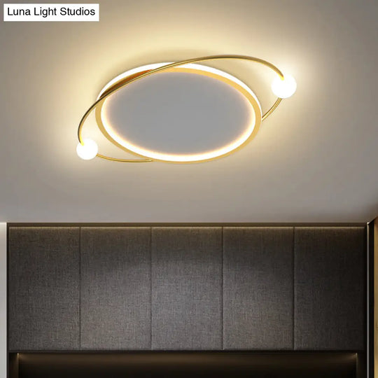 Led Flush Mount Ceiling Light - Contemporary Gold Ring Design Acrylic Close To Fixture