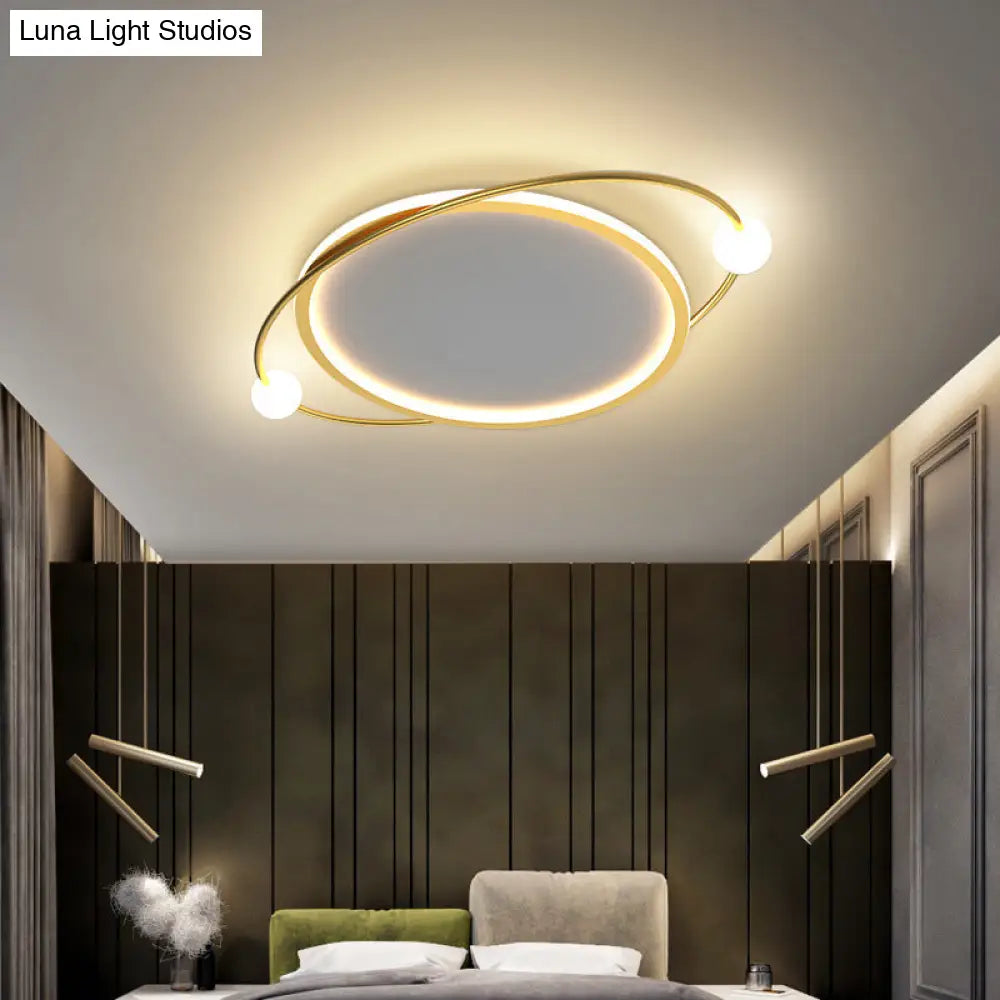 Led Flush Mount Ceiling Light - Contemporary Gold Ring Design Acrylic Close To Fixture