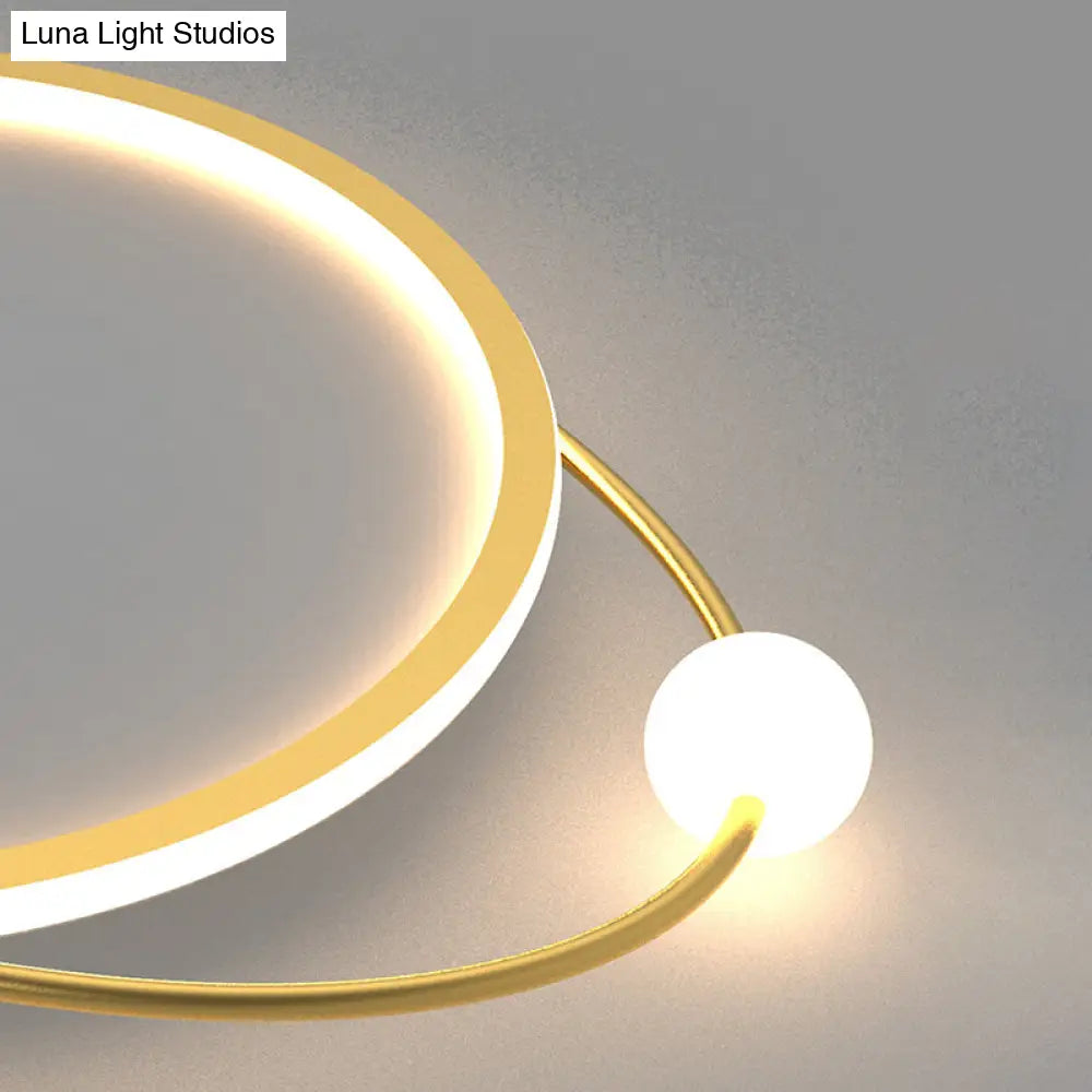 Led Flush Mount Ceiling Light - Contemporary Gold Ring Design Acrylic Close To Fixture