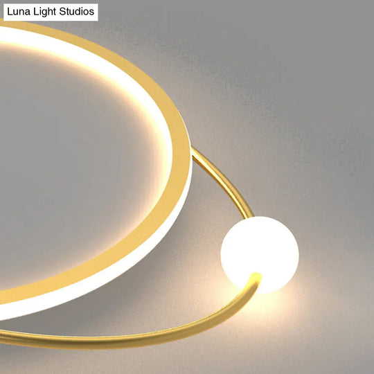 Led Flush Mount Ceiling Light - Contemporary Gold Ring Design Acrylic Close To Fixture