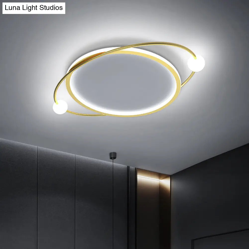 Led Flush Mount Ceiling Light - Contemporary Gold Ring Design Acrylic Close To Fixture