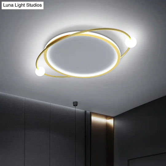 Led Flush Mount Ceiling Light - Contemporary Gold Ring Design Acrylic Close To Fixture