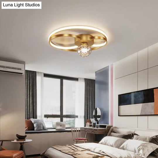 Led Flush Mount Ceiling Light Fixture - Modern Black Round Close To Lighting With Metal Shade