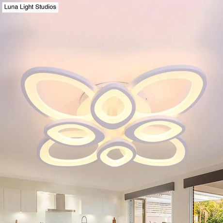 Led Flush Mount Ceiling Light With Acrylic Shade And 4/5/8 Lights In Warm/White/Natural