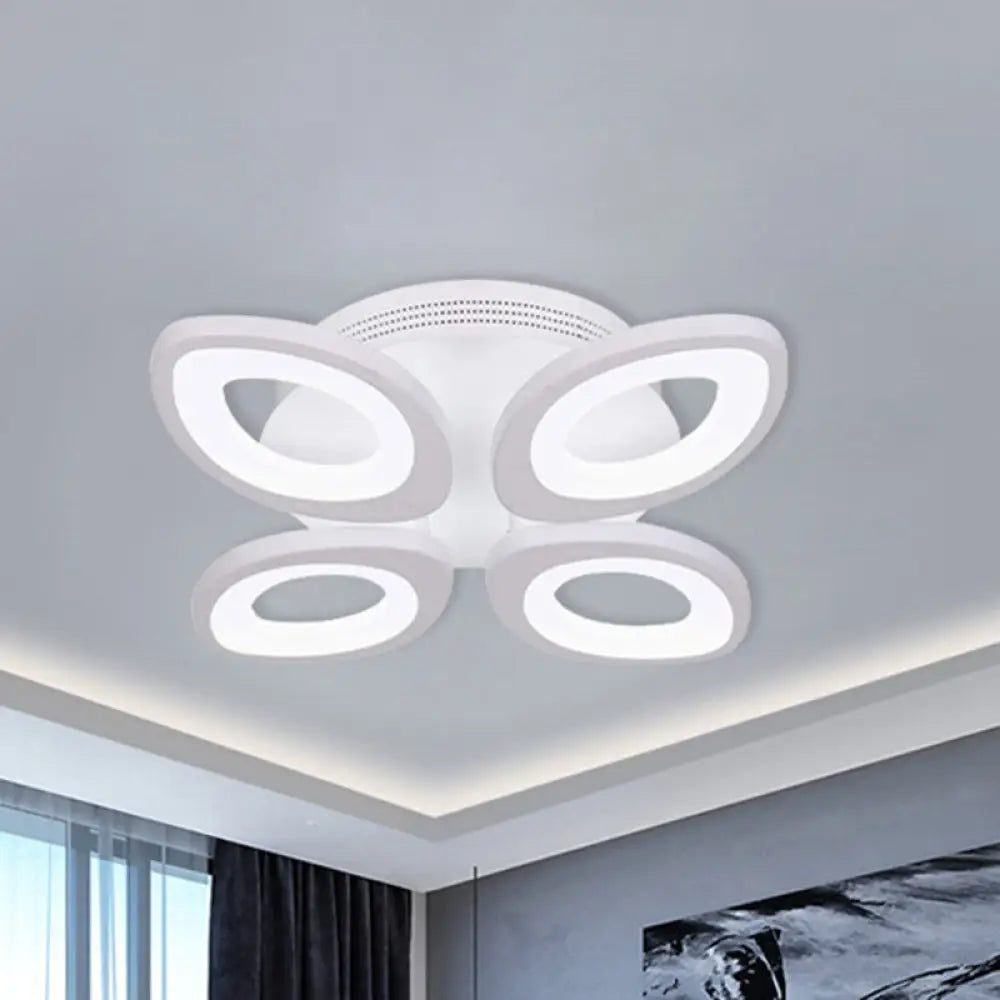 Led Flush Mount Ceiling Light With Acrylic Shade And 4/5/8 Lights In Warm/White/Natural 4 / White