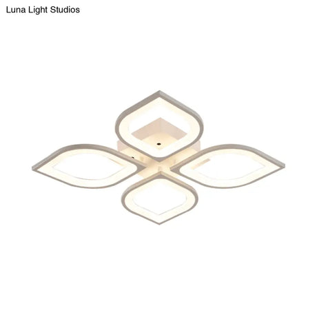 Led Flush Mount Ceiling Light With Leaf Acrylic Shade - White/Warm/Natural Lighting Fixture For