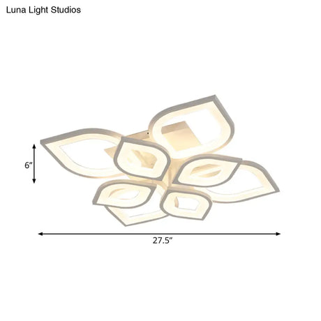 Led Flush Mount Ceiling Light With Leaf Acrylic Shade - White/Warm/Natural Lighting Fixture For
