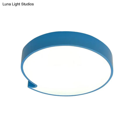 Led Flush Mount Ceiling Light With Minimalist Acrylic Shade And Blue/Yellow Finish