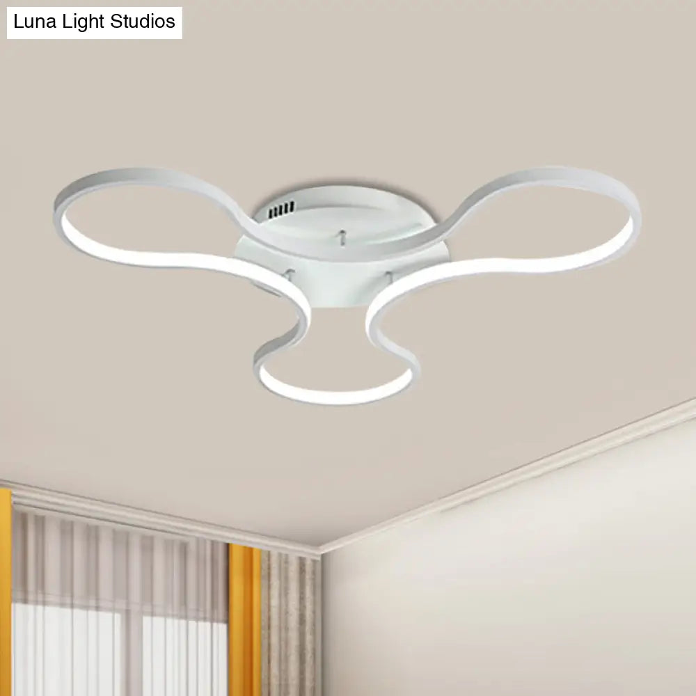 Led Flush Mount Light In Cool Fidget Spinner Shape For Boys Room - 23’/29’ Width Metal White