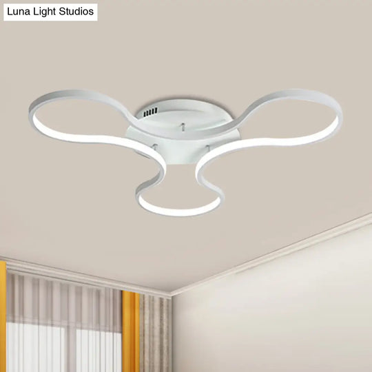 Led Flush Mount Light In Cool Fidget Spinner Shape For Boys Room - 23’/29’ Width Metal White