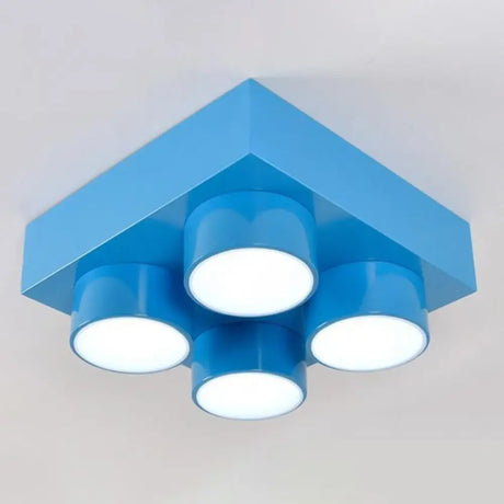 Led Flush Mount Metallic Children’s Ceiling Light For Toy Brick Kindergarten Blue / 15.5’