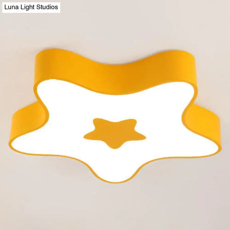 Led Flush Mount Nursery Light - Star Shade Acrylic Kids Style Fixture Yellow / White