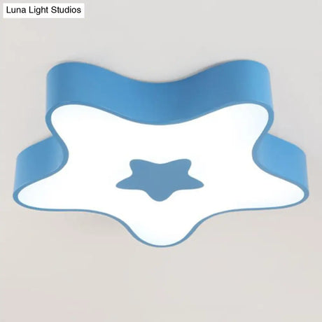 Led Flush Mount Nursery Light - Star Shade Acrylic Kids Style Fixture Blue / White