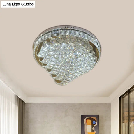 Led Flushmount Crystal Ceiling Lamp - 18’/22’ Simple Style Chrome Finish