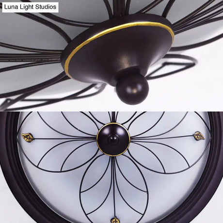 Led Frosted Glass Flush Mount Light Fixture - Traditional White Bowl Design For Corridor Ceiling