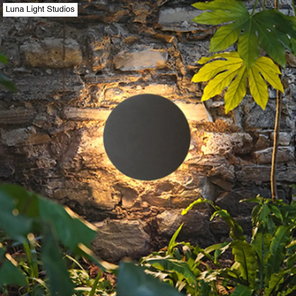Led Grey Cement Wall Sconce: Flat Round Simplicity With Mounting For Bedroom Lighting