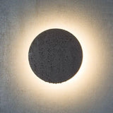 Led Grey Cement Wall Sconce: Flat Round Simplicity With Mounting For Bedroom Lighting / 7