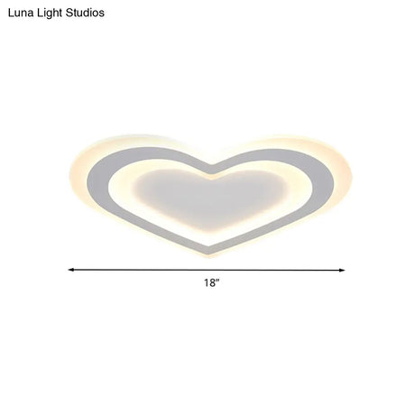 Led Heart Flush Mount Ceiling Light For Baby Game Room - Modern And Simple Design In White Acrylic