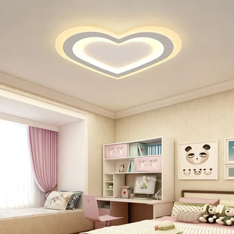 Led Heart Flush Mount Ceiling Light For Baby Game Room - Modern And Simple Design In White Acrylic