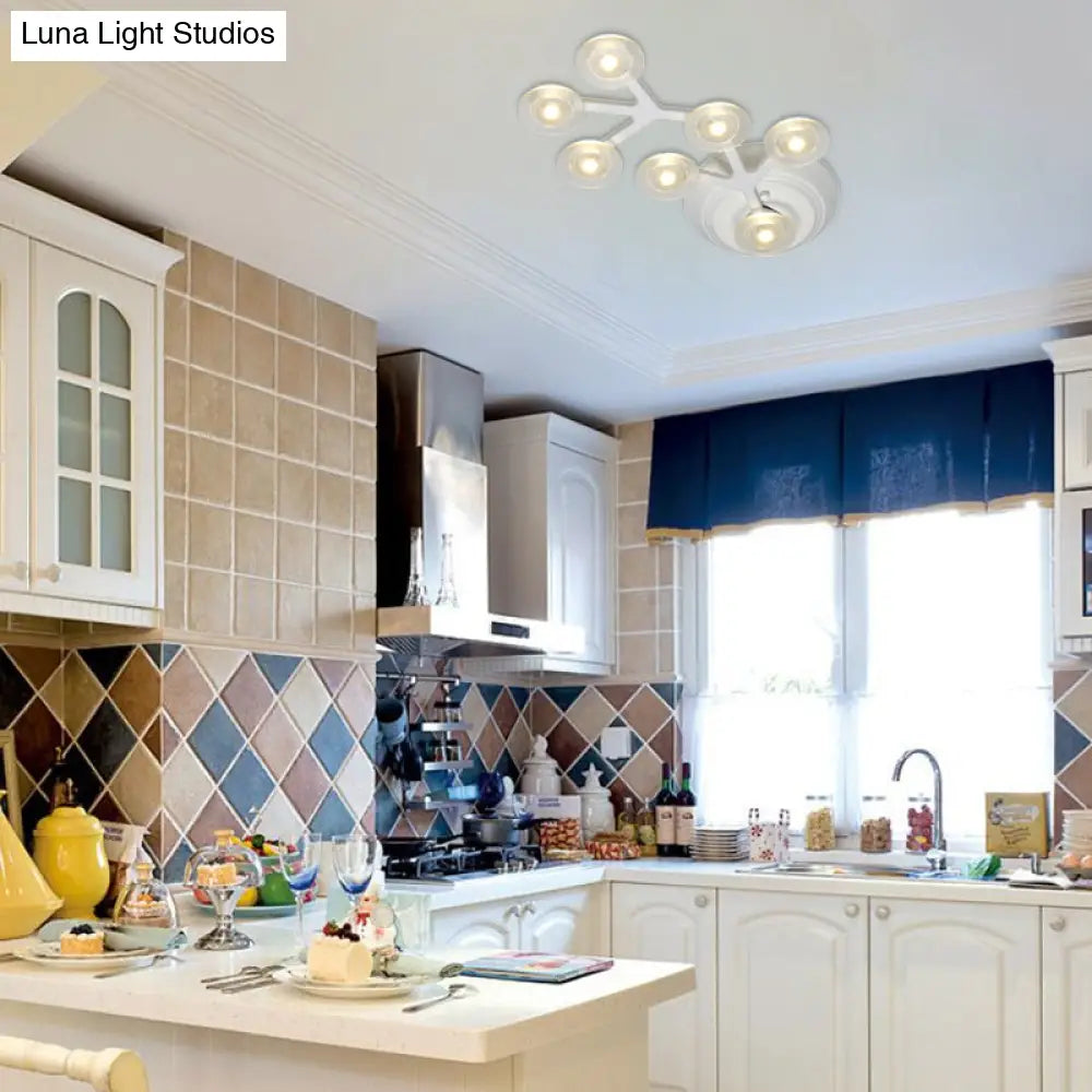 Led Kitchen Flushmount Light With Round Acrylic Shade In Warm/White - 7/9/10 Lights White Flush