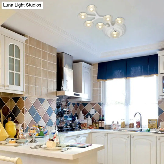 Led Kitchen Flushmount Light With Round Acrylic Shade In Warm/White - 7/9/10 Lights White Flush