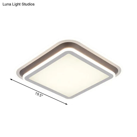 Led Living Room Flush Mount Ceiling Light With Square/Rectangular Acrylic Shade In Warm/White -