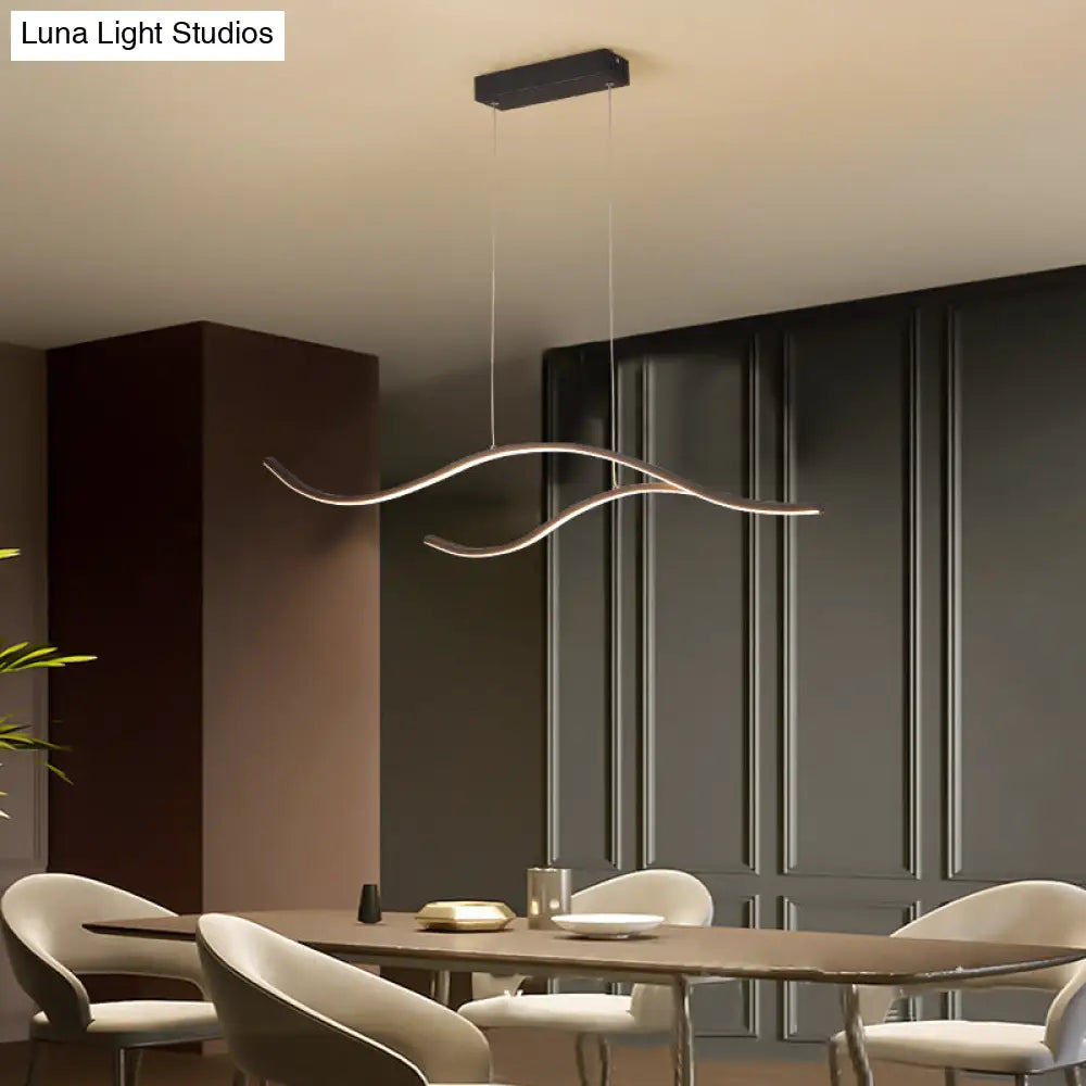 Led Metal Pendant Light For Open Kitchen - Sleek & Simple Island Lighting Fixture Black / 39.5 Warm