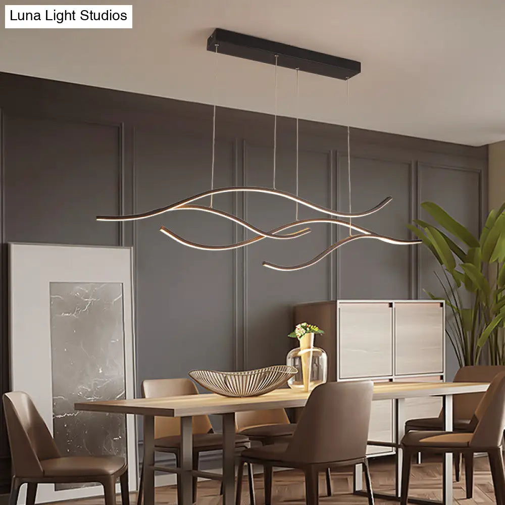 Led Metal Pendant Light For Open Kitchen - Sleek & Simple Island Lighting Fixture Black / 47 White