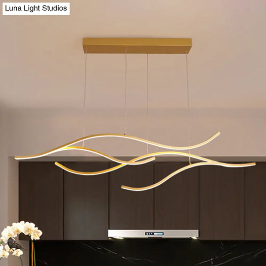 Led Metal Pendant Light For Open Kitchen - Sleek & Simple Island Lighting Fixture Gold / 47 White