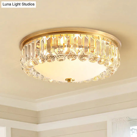 Led Modern Crystal Flush Mount Ceiling Light In Gold Ideal For Bedroom