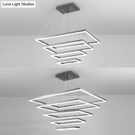 Led Multi-Layer Acrylic Bedroom Chandelier - Minimalist Suspension Pendant In Coffee With
