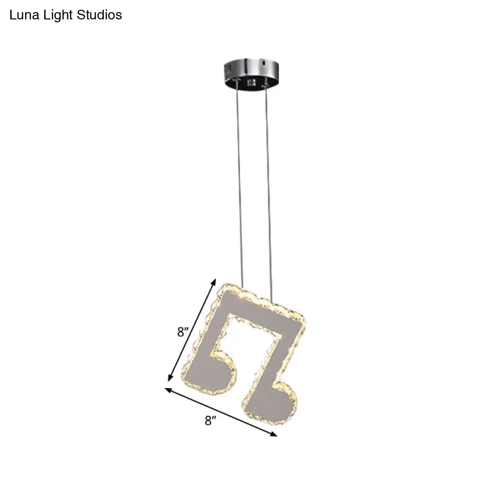 Musical Note Led Pendant Light - Stylish Stainless Steel Crystal Mini Lamp
