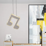 Led Music Note Pendant Light - Contemporary Stainless-Steel Clear Cut Crystal Mini Hanging Lamp / B