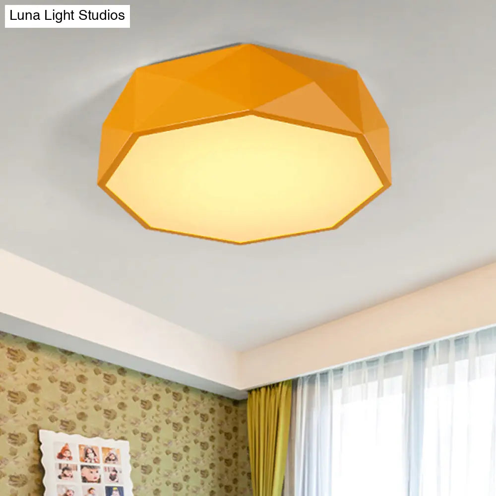 Led Parlor Flush Mount Lighting Fixture - Contemporary Red/Yellow/Green Ceiling With Acrylic Shade