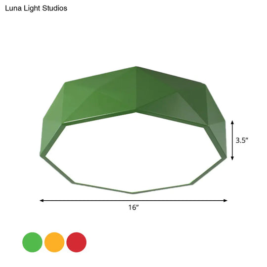 Led Parlor Flush Mount Lighting Fixture - Contemporary Red/Yellow/Green Ceiling With Acrylic Shade