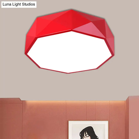 Led Parlor Flush Mount Lighting Fixture - Contemporary Red/Yellow/Green Ceiling With Acrylic Shade
