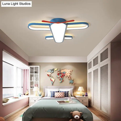 Led Plane Flush Mount Ceiling Light - Kids Style Acrylic Blue