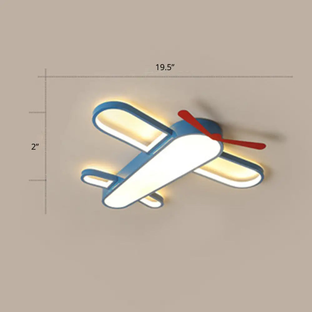 Led Plane Flush Mount Ceiling Light - Kids Style Acrylic Blue / 19.5’ Remote Control Stepless