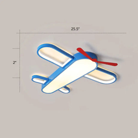 Led Plane Flush Mount Ceiling Light - Kids Style Acrylic Blue / 25.5’ Warm