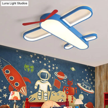 Led Plane Flush Mount Ceiling Light - Kids Style Acrylic Blue