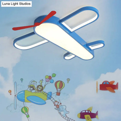 Led Plane Flush Mount Ceiling Light - Kids Style Acrylic Blue