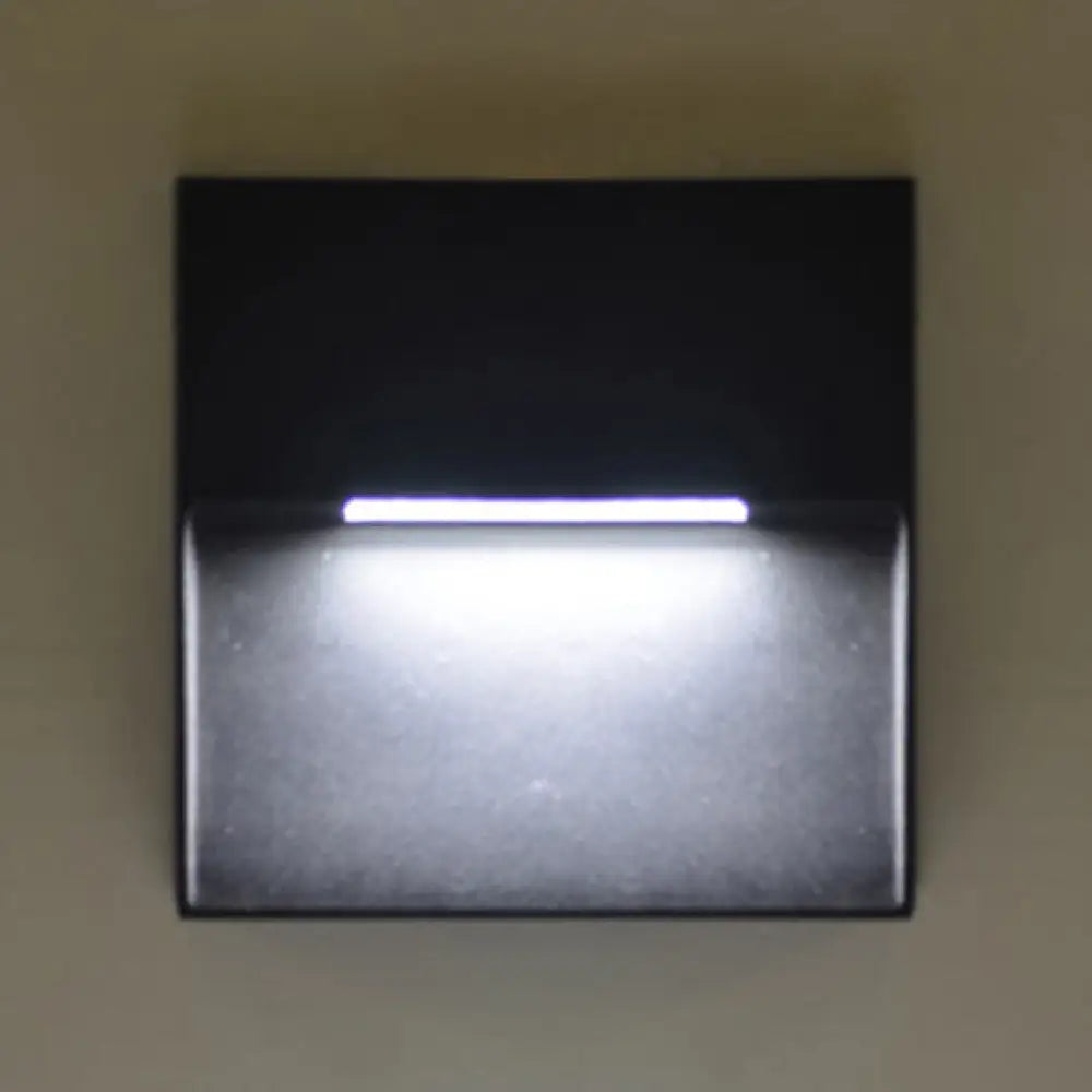 Led Porch Wall Sconce Lamp With Aluminum Shade - Black Lighting In White/Warm Light / White Square