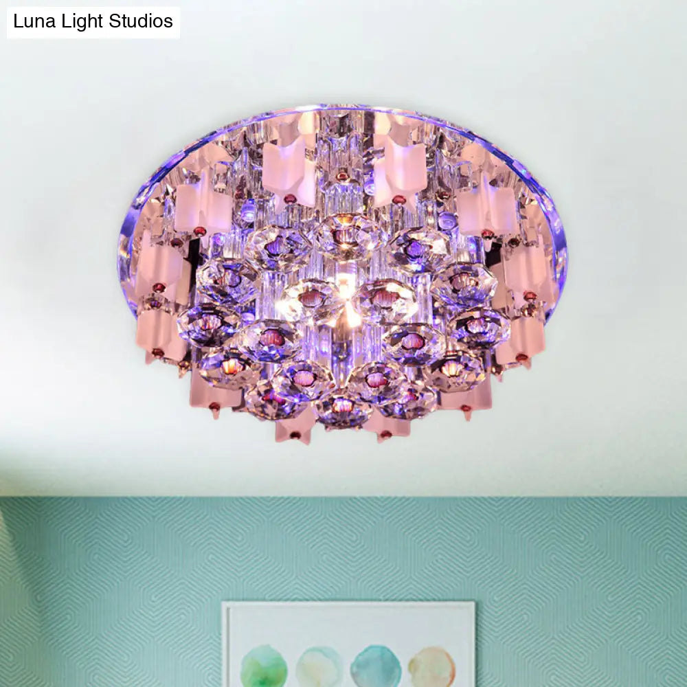 Led Prism Flush Mount Crystal Ceiling Light In White/Warm/Multi-Color Clear / Warm
