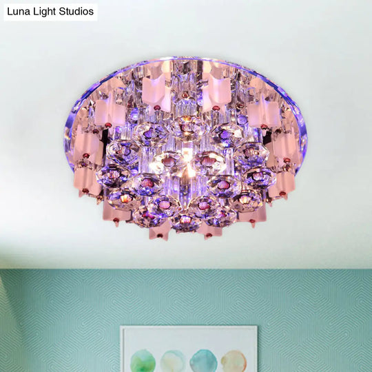 Led Prism Flush Mount Crystal Ceiling Light In White/Warm/Multi-Color Clear / Warm