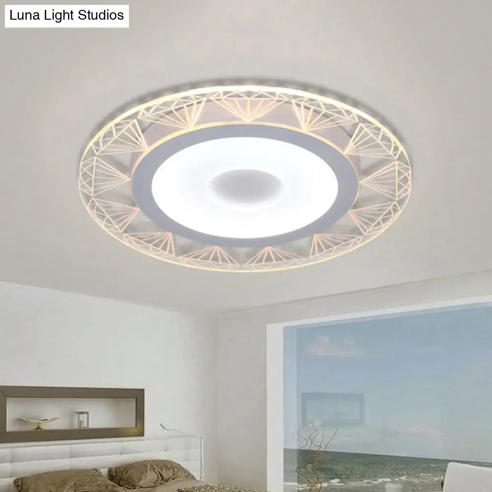 Led Round Ceiling Light With Diamond Wire - Modern Acrylic Lamp White Ideal For Kindergarten