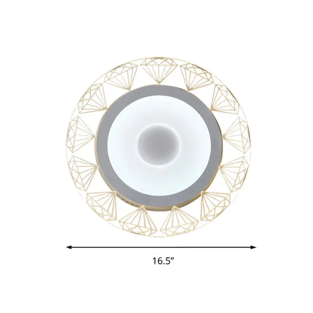 Led Round Ceiling Light With Diamond Wire - Modern Acrylic Lamp White Ideal For Kindergarten