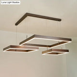 Led Square Drop Pendant Chandelier For Bedrooms - 2/3 Tiered Simple Metal Design Coffee