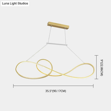 Led Strip Island Pendant Light - Minimalist Metal Dining Room Lighting Fixture