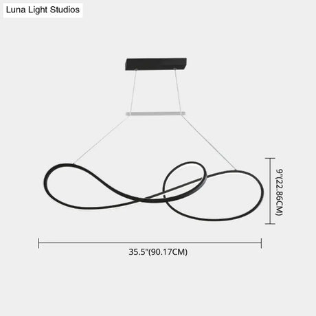 Led Strip Island Pendant Light - Minimalist Metal Dining Room Lighting Fixture